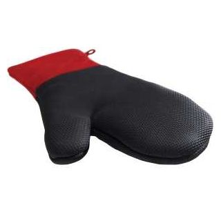 SILICONE GRILLING MITT 16" BLK/RED