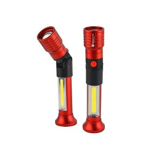 FLASHLIGHT RED ALUMINUM ADJ HEAD W/LANTE