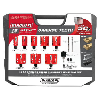 13PC PLUMBERS CARBIDE HOLE SAW SET