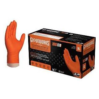 DISPOSABLE NITRILE GLOVE 8MILL XL ORANGE