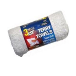 TERRY COTTON TOWELS WHITE 3PK