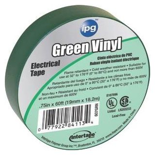 ELECTRICAL TAPE GREEN VINYL 3/4X66'