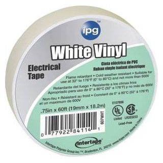 ELECTRICAL TAPE WHITE VINYL 3/4X66'