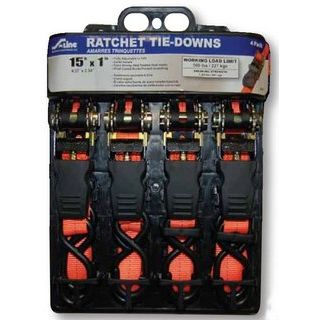 RATCHET STRAP 4PK 1X15' 1500# BREAK STRE